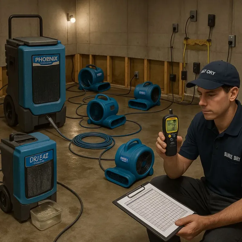 Structural Drying and Dehumidification process in Danbury, NH